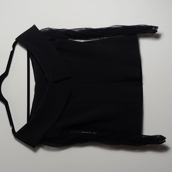 FRANK LYMAN Design Off The Shoulder Lined Blouse With Long Sheer Sleeves Size 10 - Picture 8 of 14